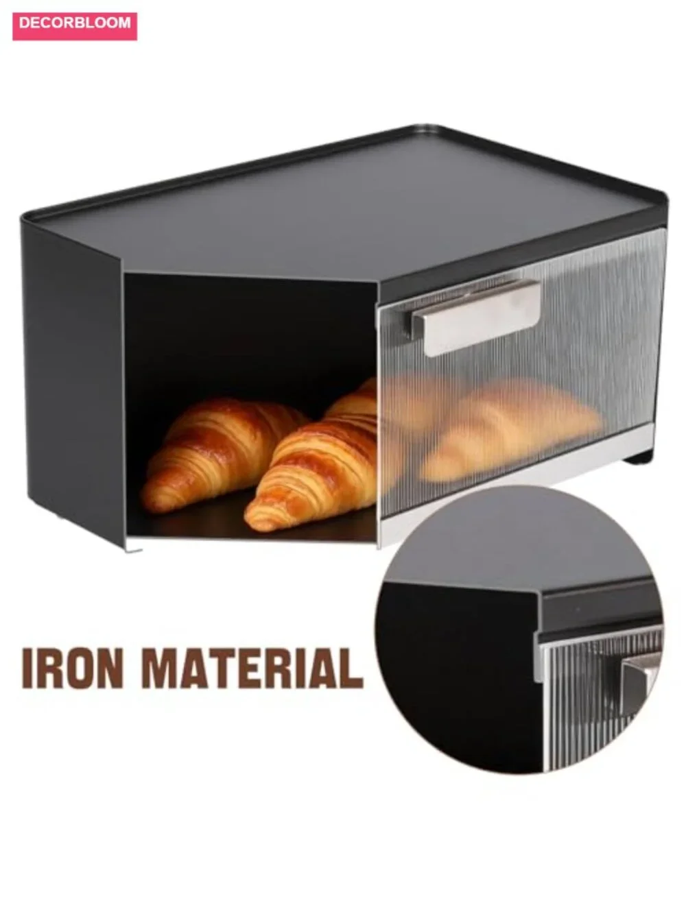 Metal Bread Box for Kitchen Countertop, 10 Qt Modern Small Breadbox